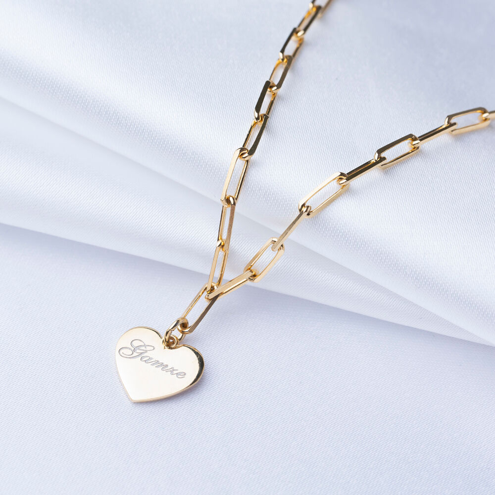 Plain Heart Design Minimalist Dainty Silver Charm Necklace