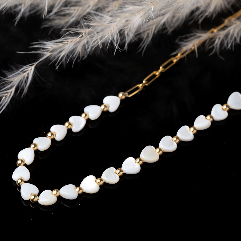 White Heart Stone Minimalist Wholesale Silver Charm Necklace