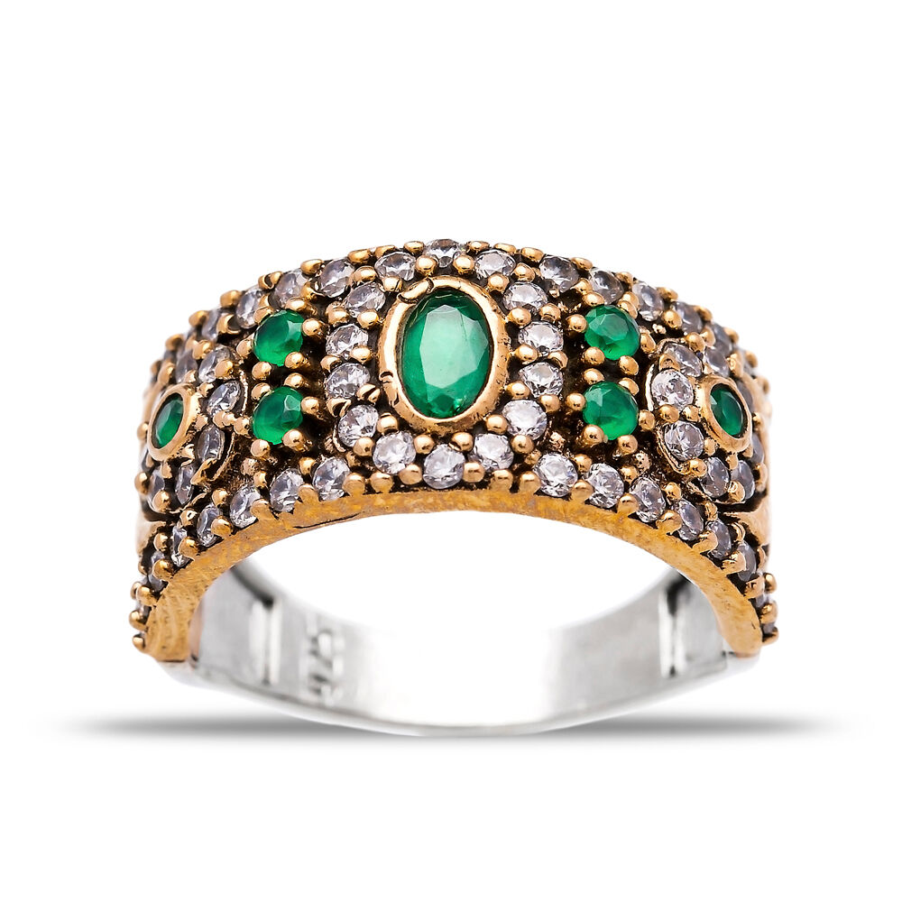 Emerald CZ Stone Wholesale Silver Band Authentic Rings