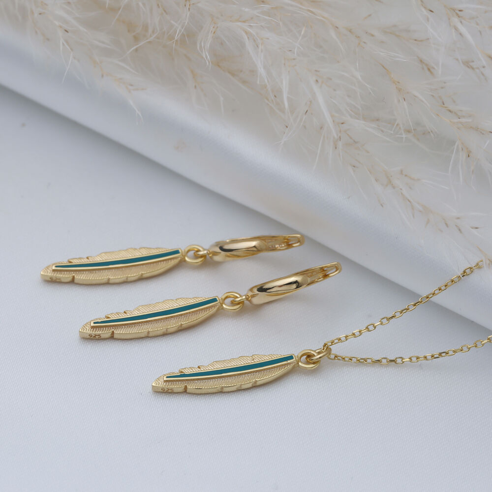 Feather Design Enamel Wholesale 925 Silver Dangle Earrings