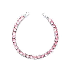 Round Shape Pink CZ Stones Wholesale 925 Silver Tennis Bracelet