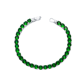 Round Shape Emerald CZ Stones Wholesale 925 Silver Tennis Bracelet