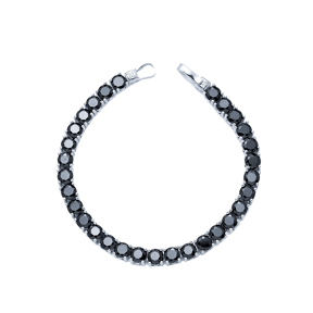 Round Shape Black CZ Stones Wholesale 925 Silver Tennis Bracelet