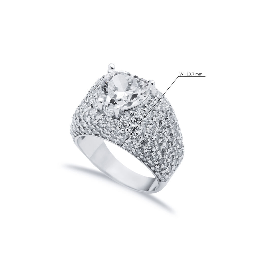 Heart Shape CZ Stones Wholesale Sterling Silver Stony Cluster Ring