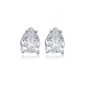 Pear Shape CZ Stones Wholesale Sterling Silver Stud Earrings