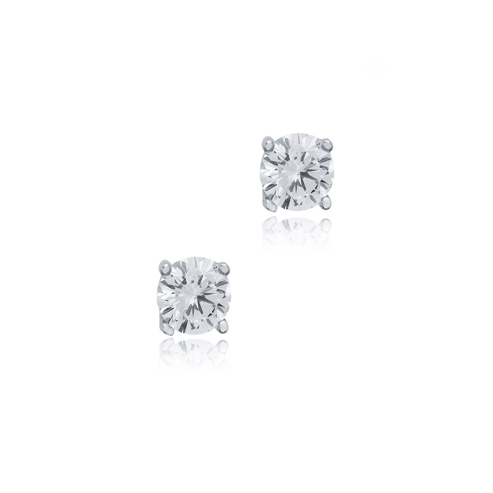 Clear CZ Round Design 5 mm 925 Sterling Silver Stud Earrings
