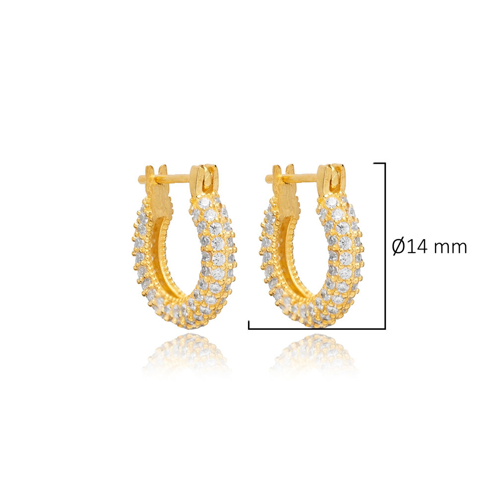 Minimalist CZ Popular Hoop Earrings Turkish 925 Silver Jewelry