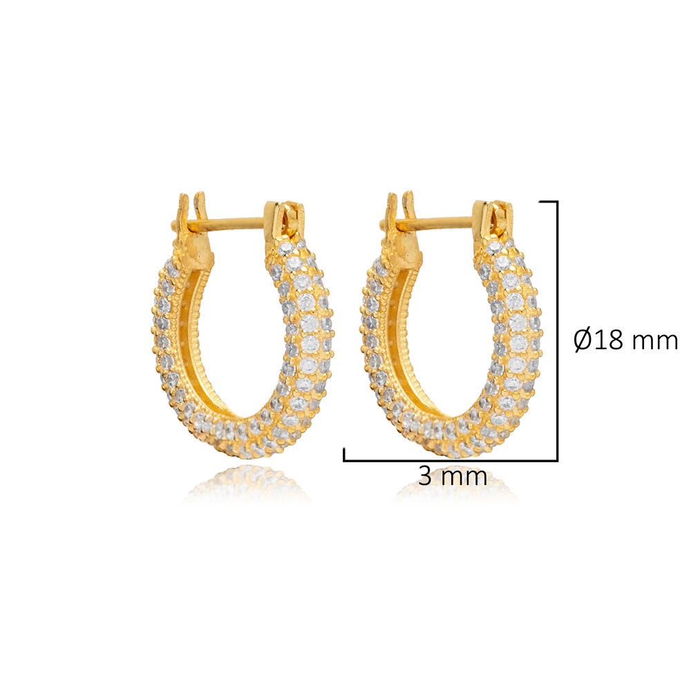 Zircon Trendy Popular Hoop Earrings 925 Sterlig Silver Jewelry