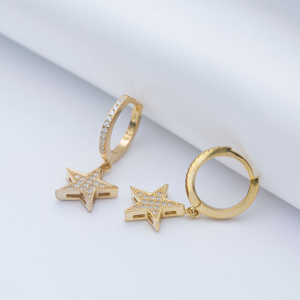 Star Design Handmade 925 Silver Dangle Earrings