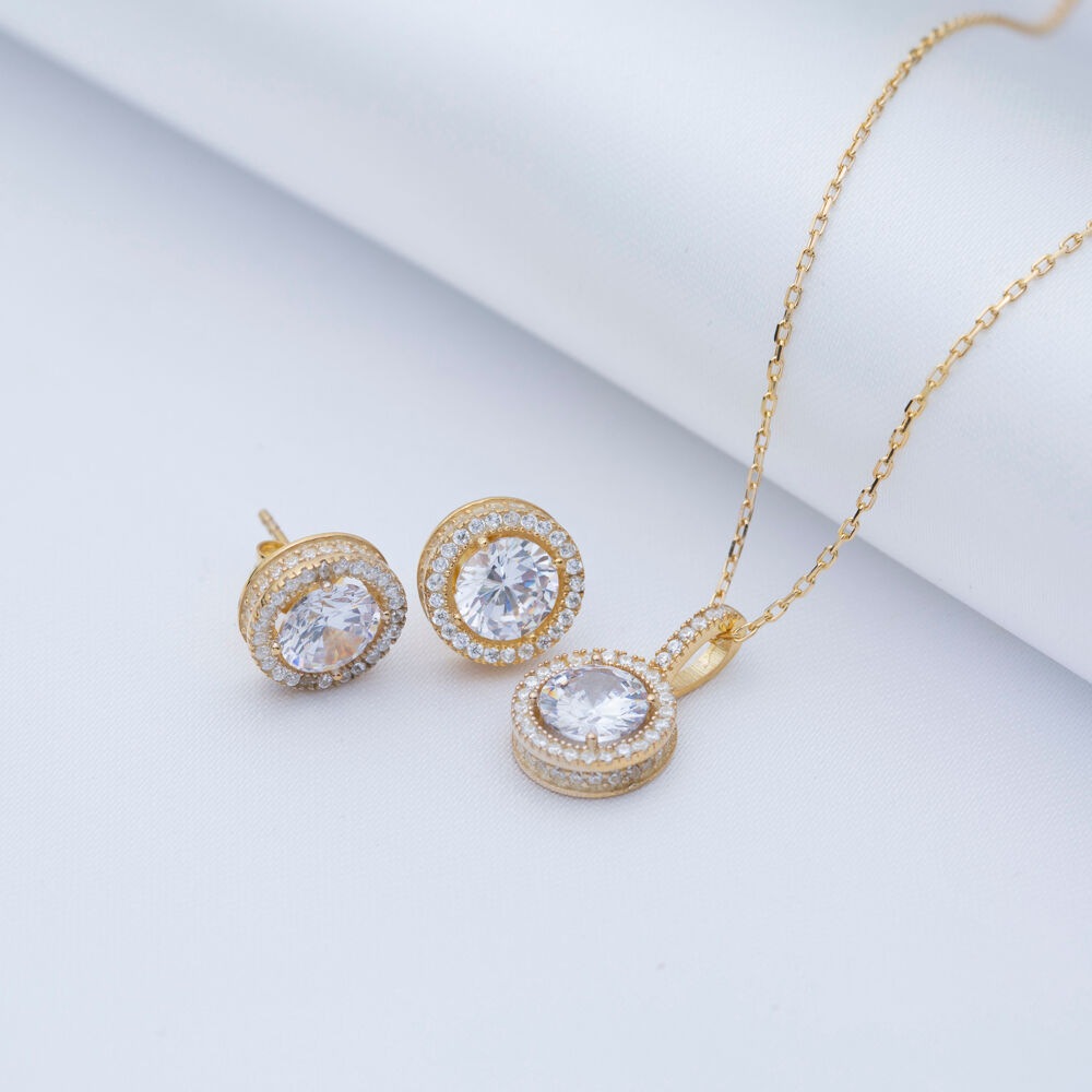Clear Zircon Round Shape Stone Wholesale 925 Silver Necklace