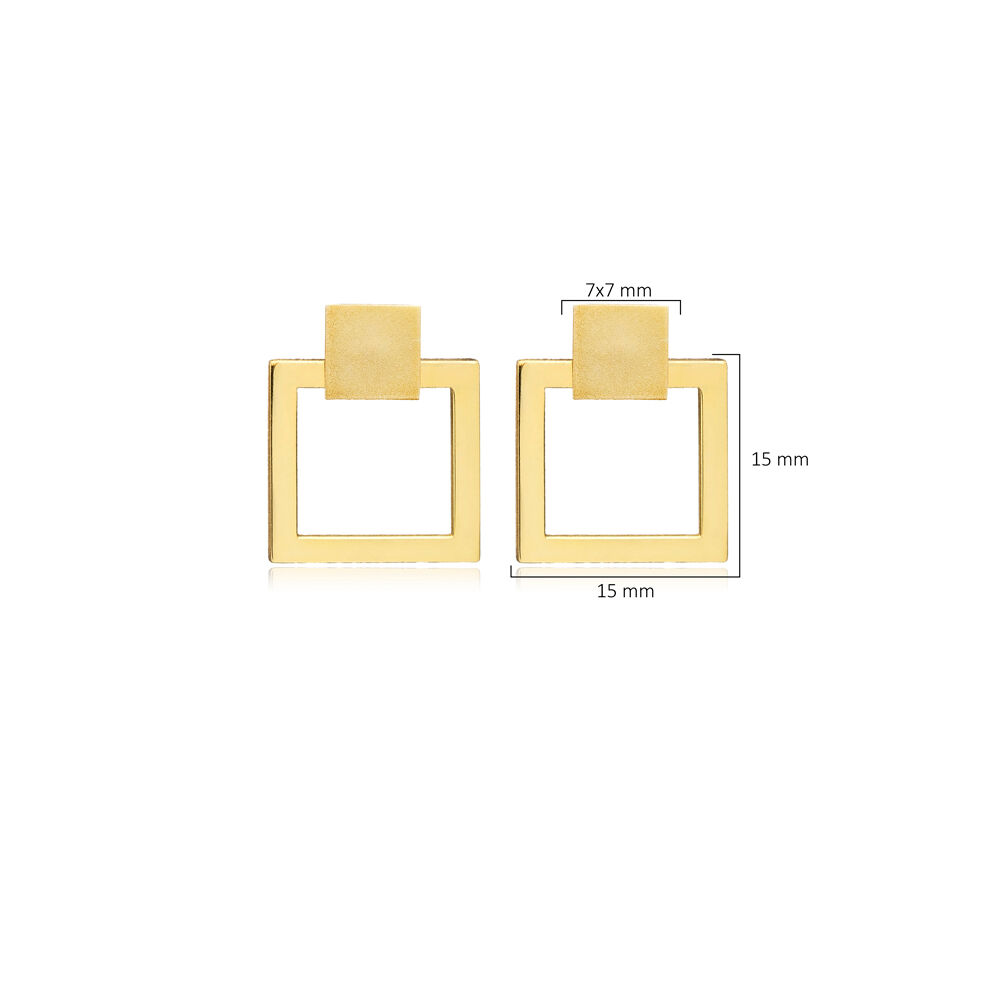 Square Shape Geometric Wholesale Plain Silver Stud Earrings