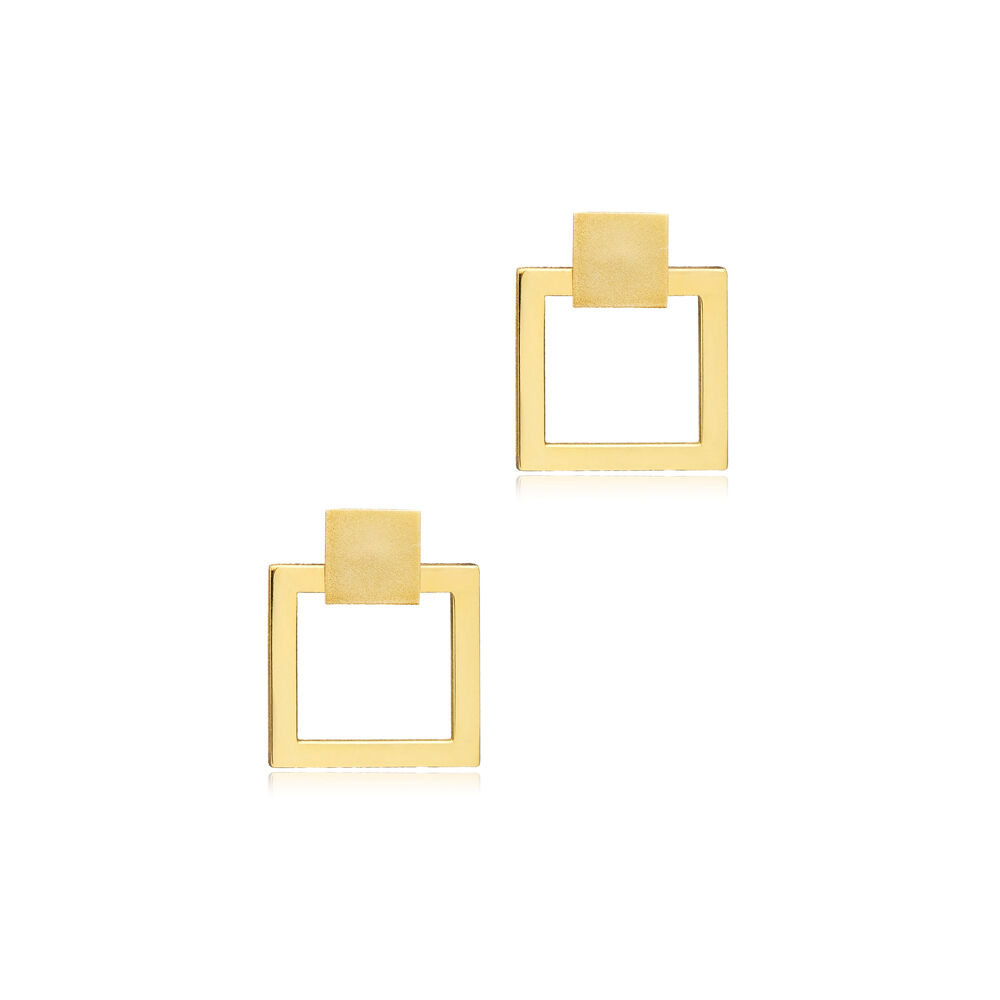 Square Design Geometric Wholesale Plain Silver Stud Earrings