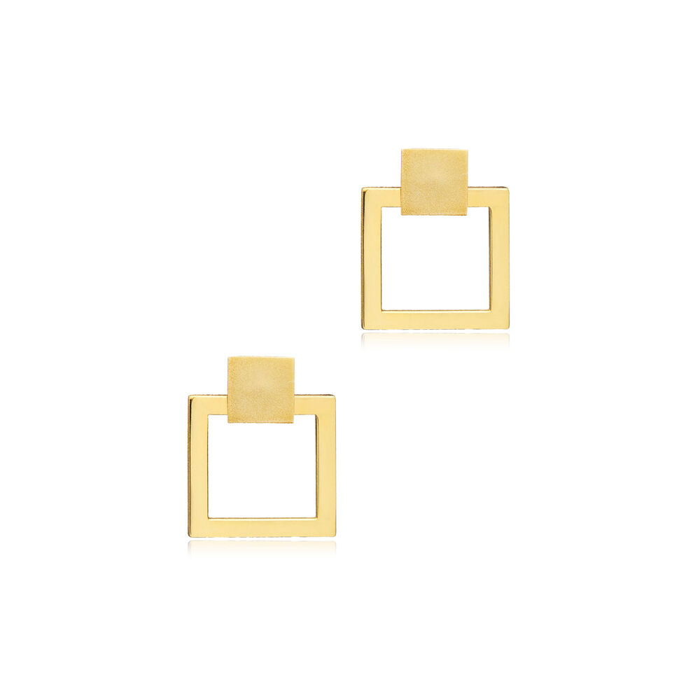 Square Shape Geometric Wholesale Plain Silver Stud Earrings