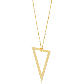 Triangle Hollow Design Charm Necklace Silver Plain Pendant