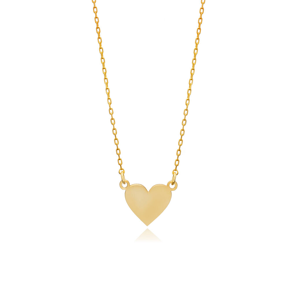 Minimalist Heart Design Plain Charm Necklace Silver Pendant