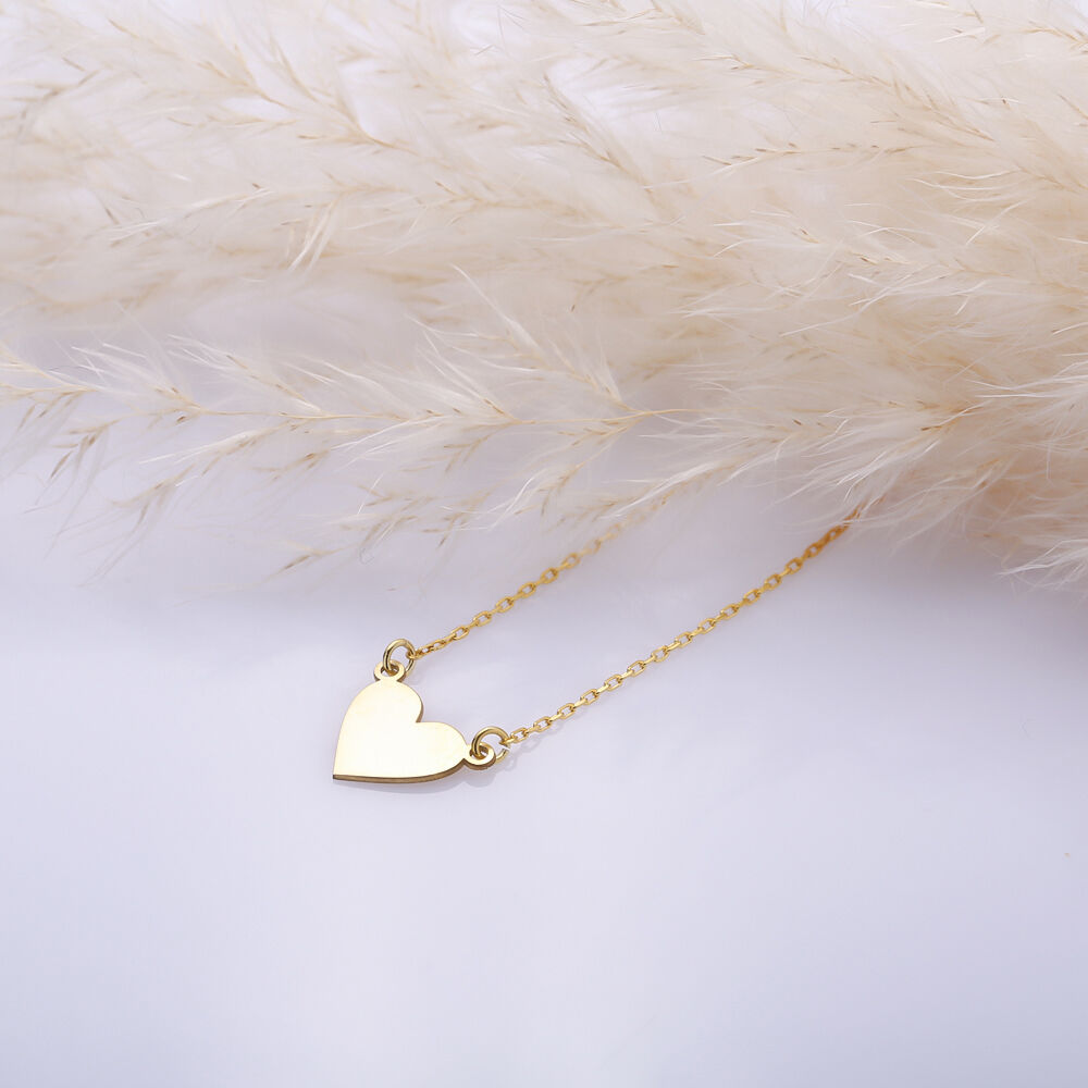 Minimalist Heart Design Plain Charm Necklace Silver Pendant