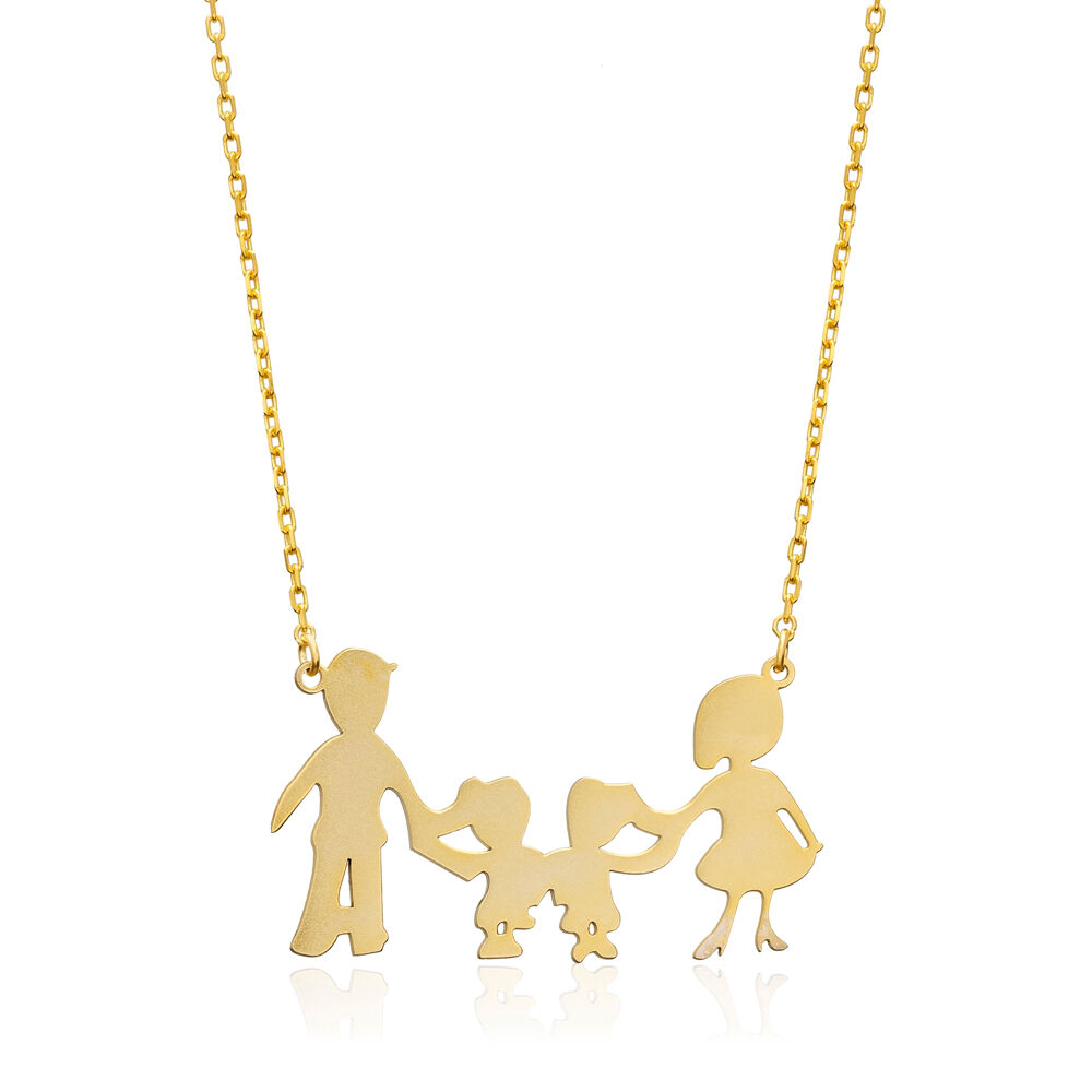 Family Mother Father Kids Charm Plain Silver Pendant