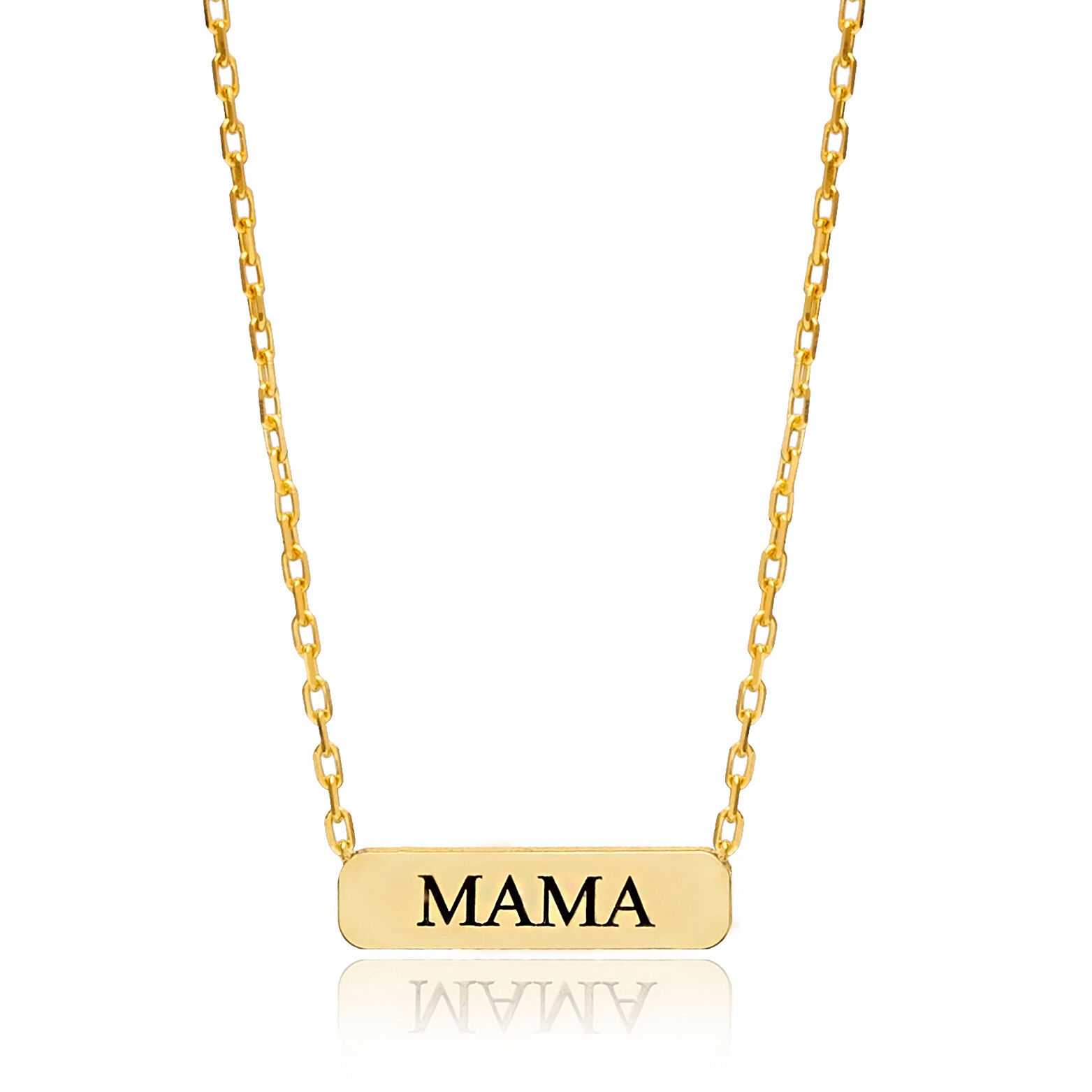 Rectangle Shape Mama Black Ink Women Silver Charm Necklace