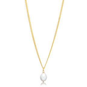 Pearl Charm Gourmet Chain Necklace 925 Silver Pendant