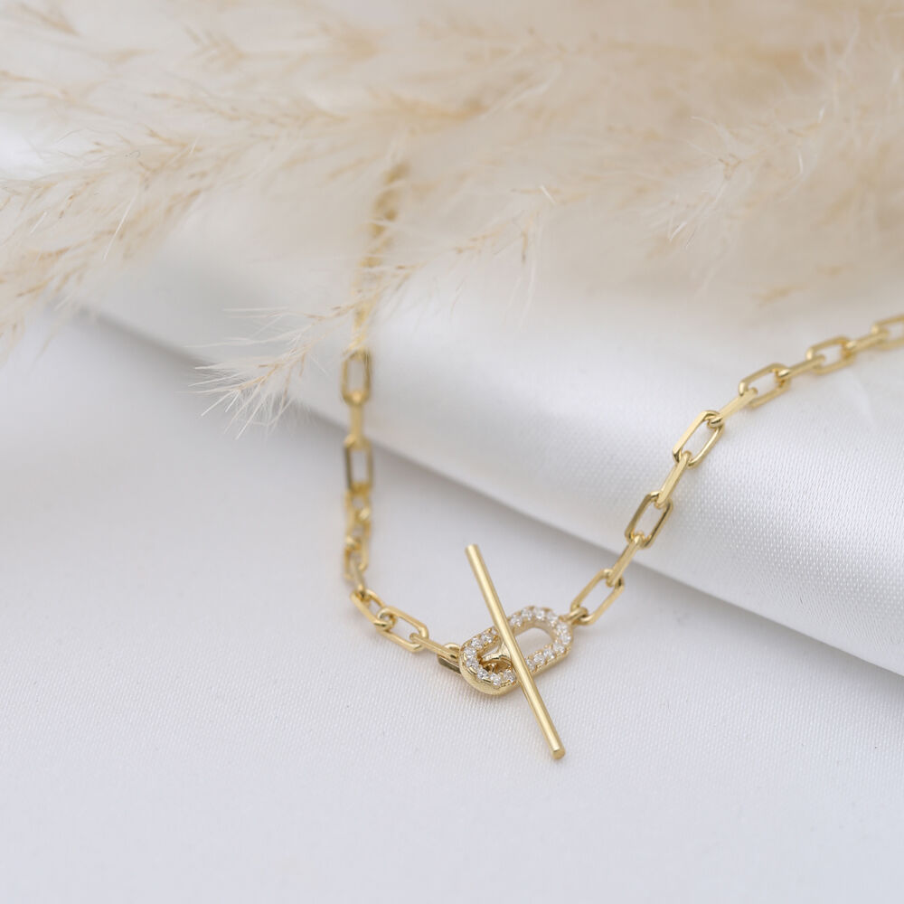 Elegant Unique Lock CZ Stone Silver Charm Necklace Pendant