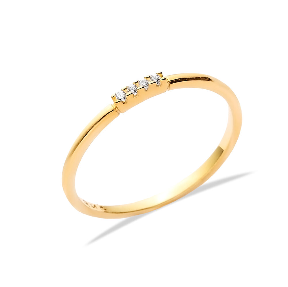 Minimal Design CZ Stone Cluster Ring 925 Silver Jewelry