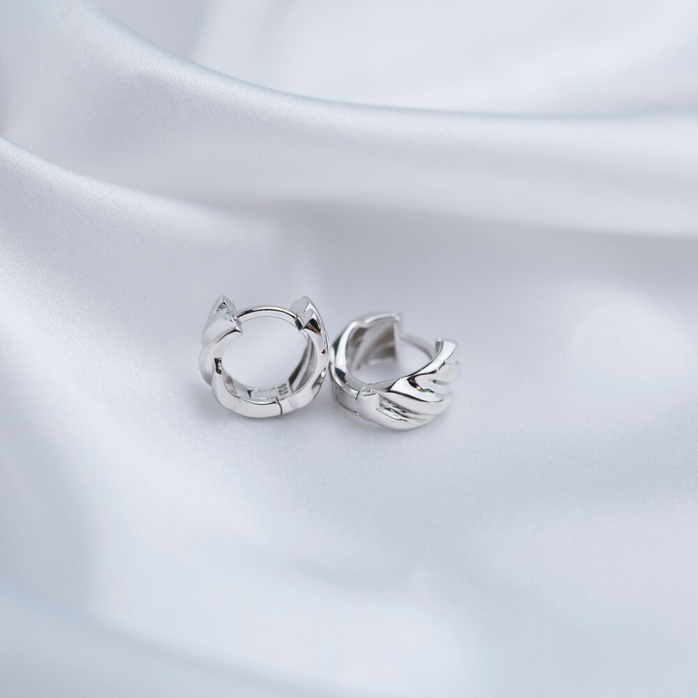 Elegant Thick Minimal Plain Hoop Earrings Handmade Wholesale Turkish 925 Sterling Silver Jewelry