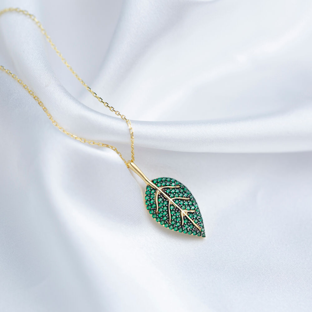 Emerald Leaf Pendant In Turkish Wholesale 925 Sterling Silver