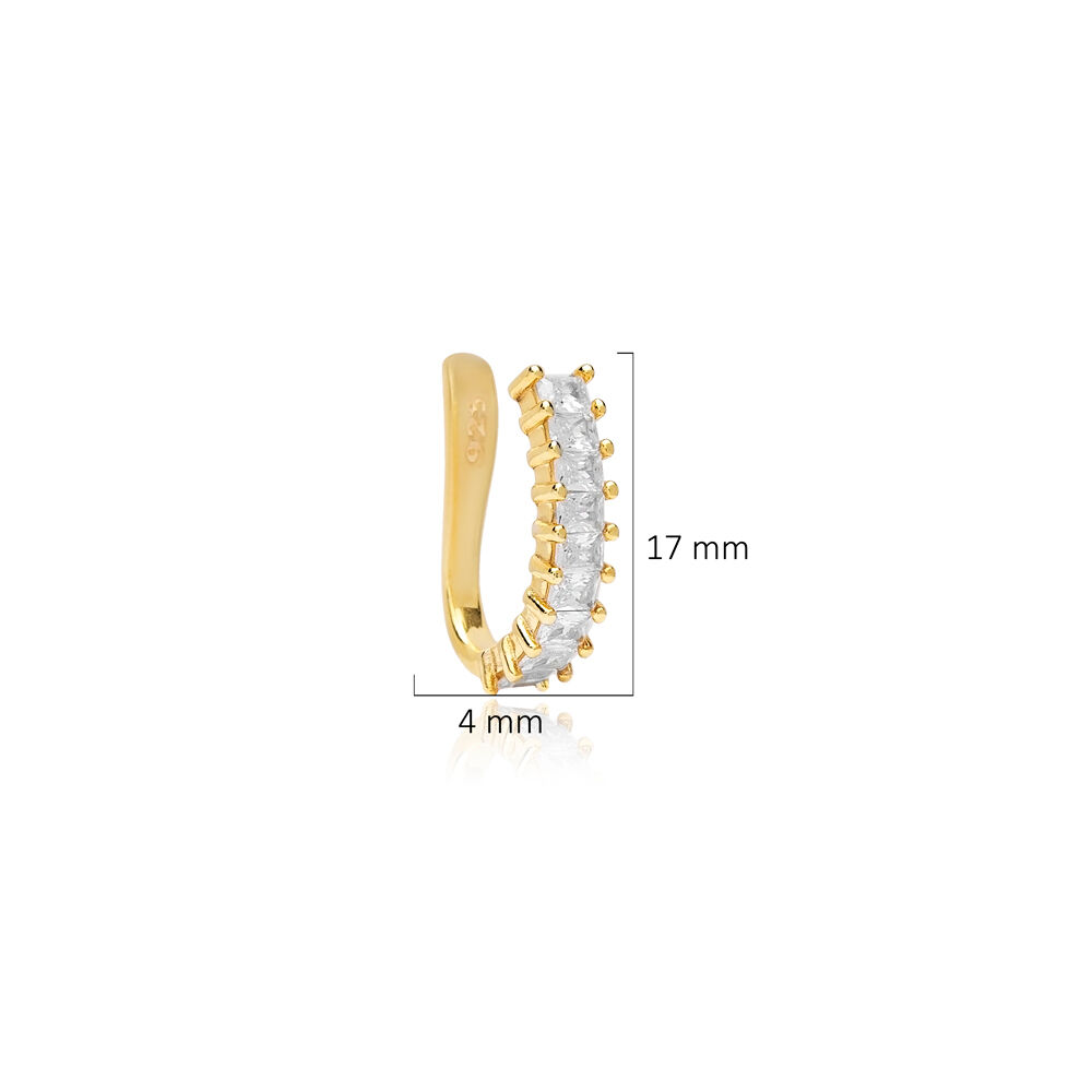 Unique Baguette CZ Wholesale 925 Silver Cartilage Earrings