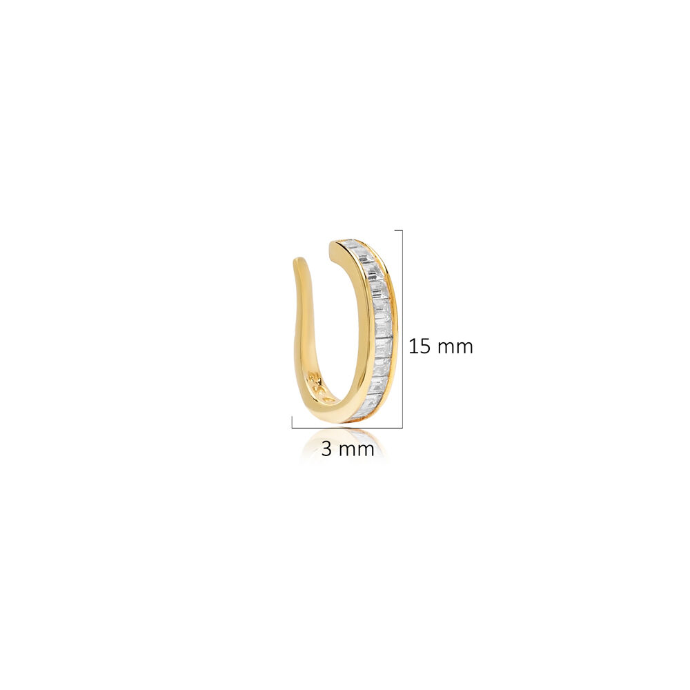 Elegant CZ Design Cartilage Earrings 925 Silver Jewelry