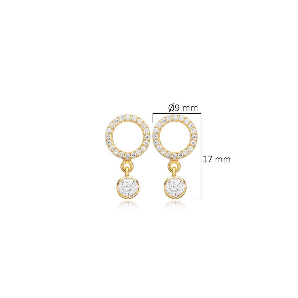 Round Hollow Design CZ Stone Wholesale Silver Stud Earrings