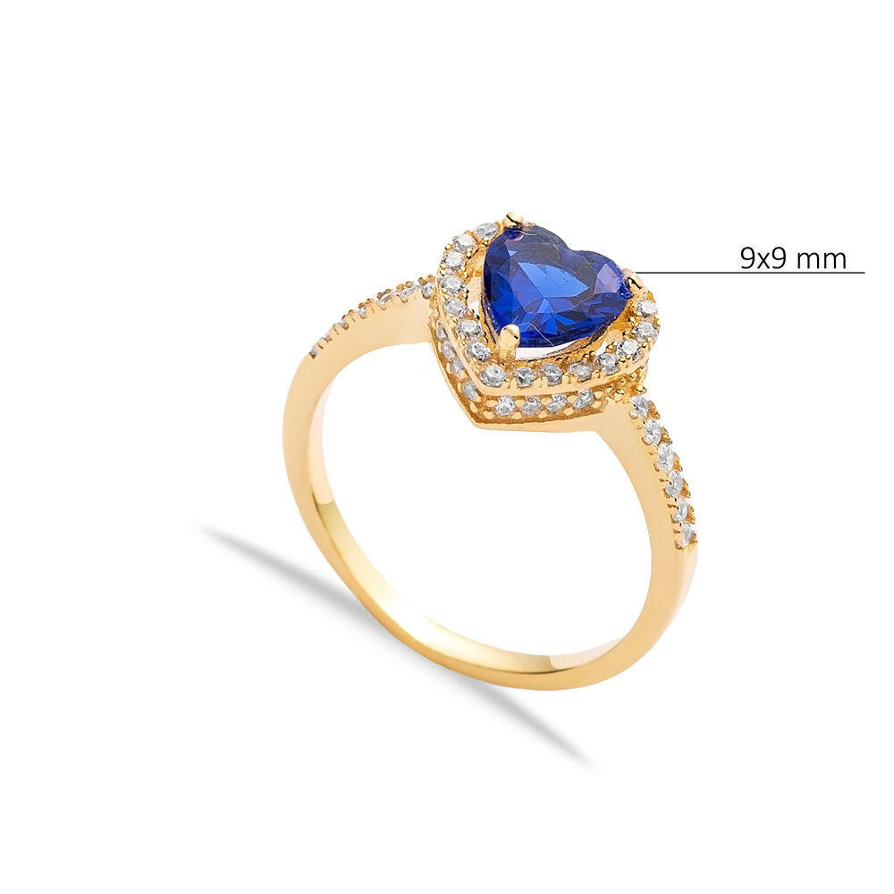 Heart Shape Sapphire CZ Stone Wholesale Silver Cluster Ring