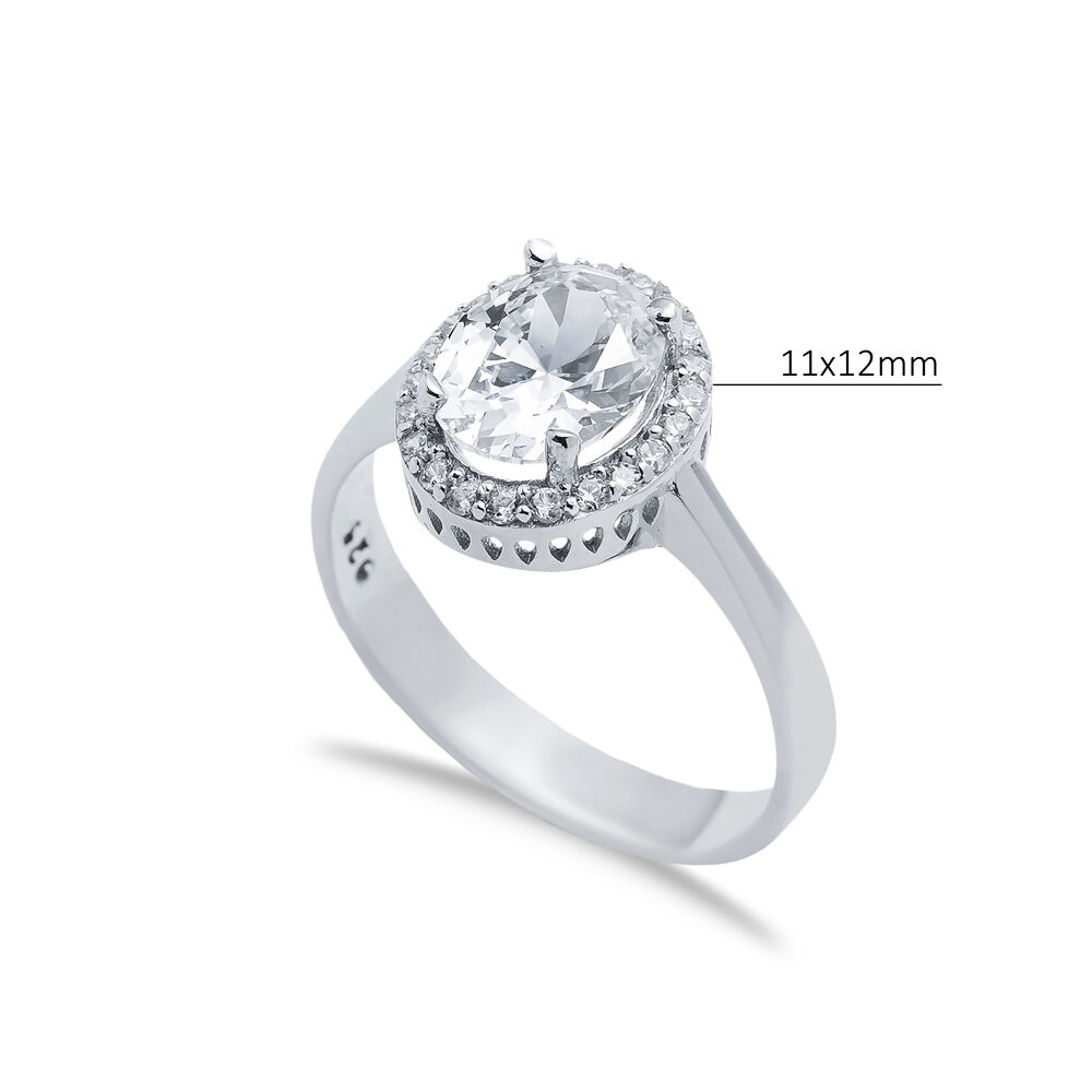 CZ Stone Oval Design Wholesale Sterling Silver Cluster Ring
