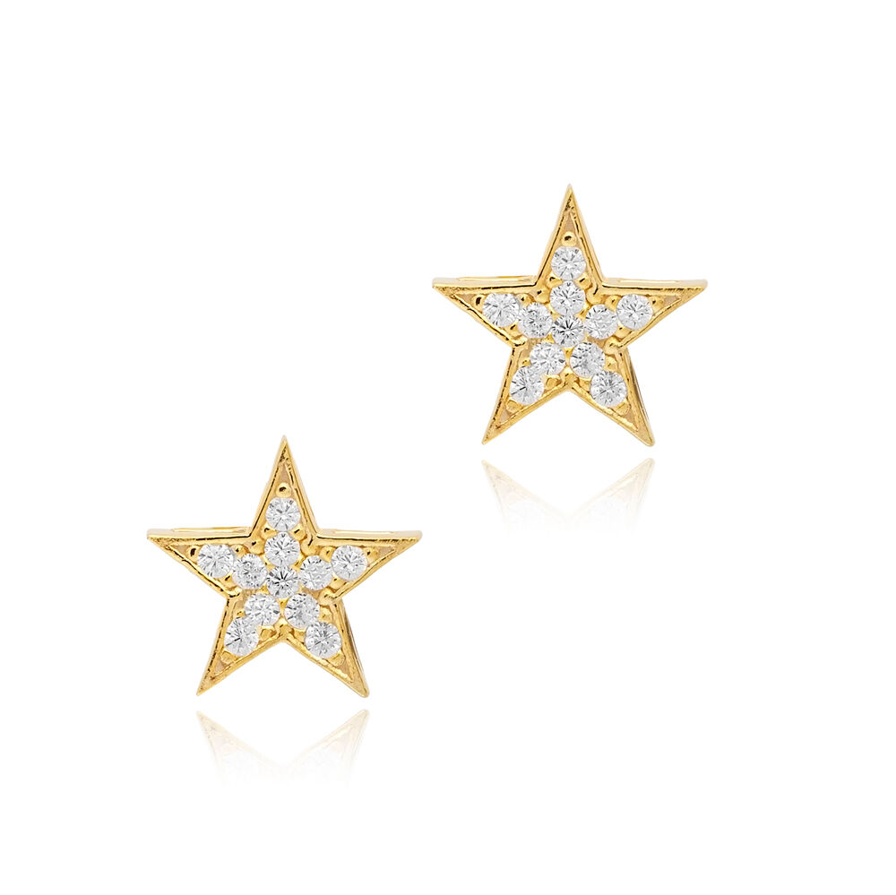 CZ Stone Star Design Wholesale Silver Stud Earrings