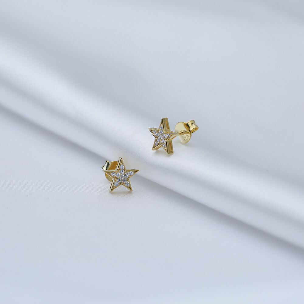 CZ Stone Star Design Wholesale Silver Stud Earrings