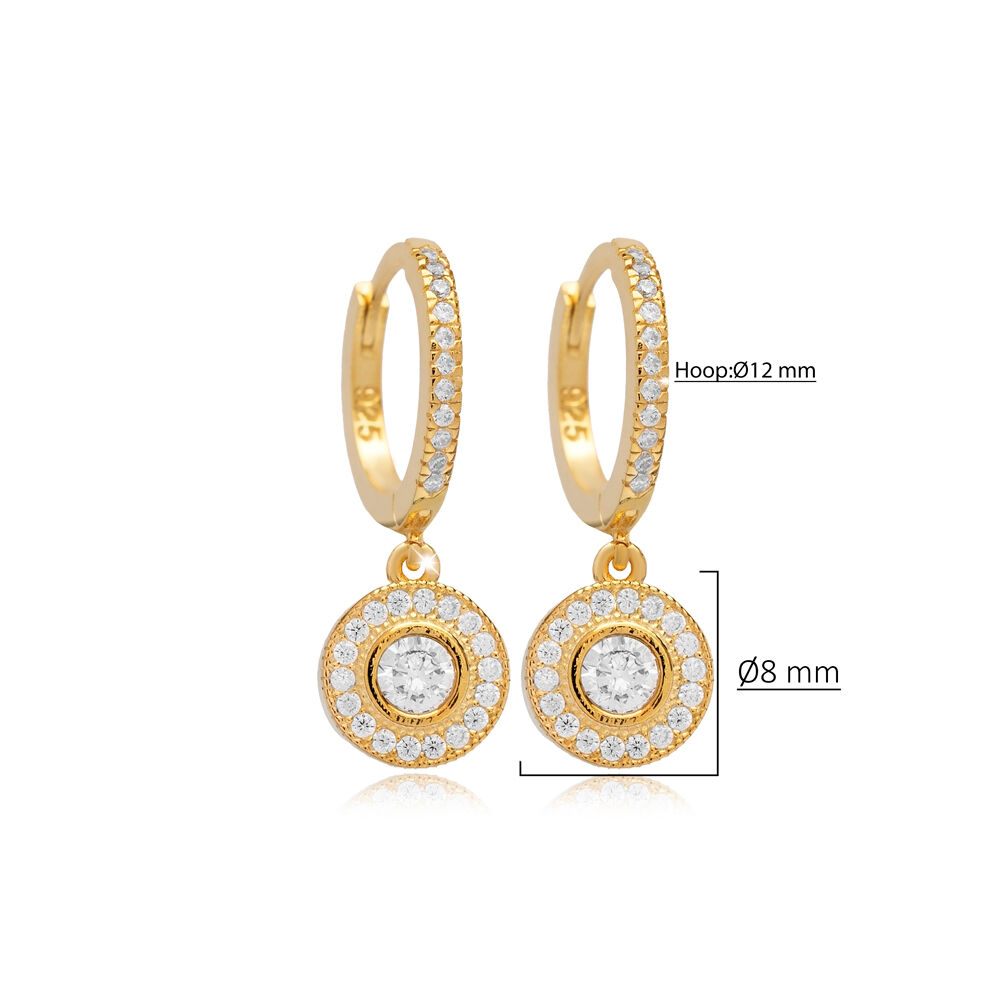 Clear CZ Stone Round Shape Wholesale Silver Dangle Earrings