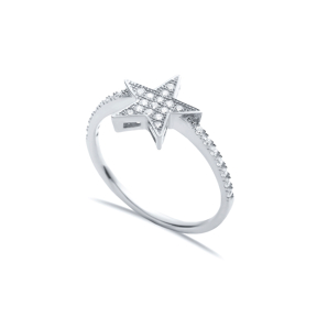 CZ Stone Star Design Silver Jewelry Wholesale Cluster Ring