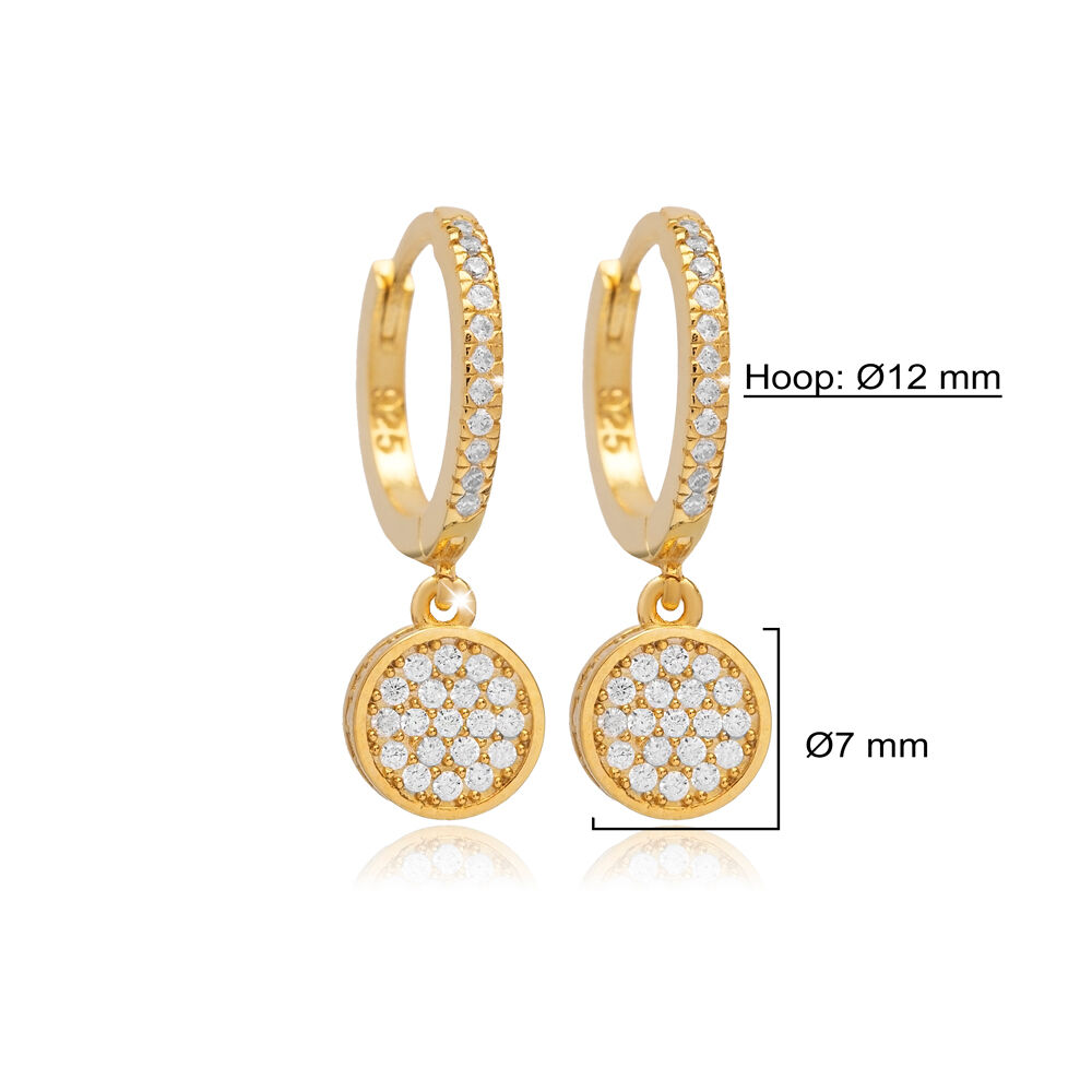 White CZ Round Design Silver Dangle Earrings Jewelry