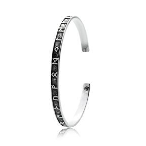Runic Alphabet Wholesale Silver Jewelry Cuff Bracelet