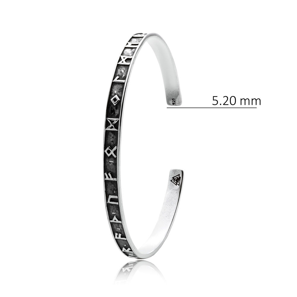 Runic Alphabet Wholesale Silver Jewelry Cuff Bracelet