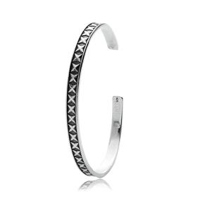 Pyramid Symbols Turkish 925 Silver Jewelry Cuff Bracelet