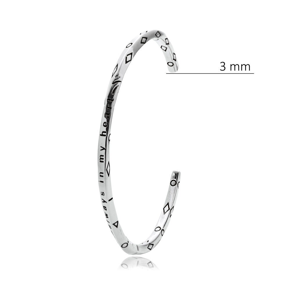 Symbolic Handmade Unisex 925 Silver Jewelry Cuff Bracelet
