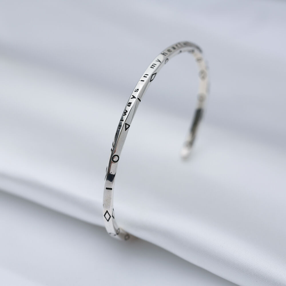 Symbolic Handmade Unisex 925 Silver Jewelry Cuff Bracelet