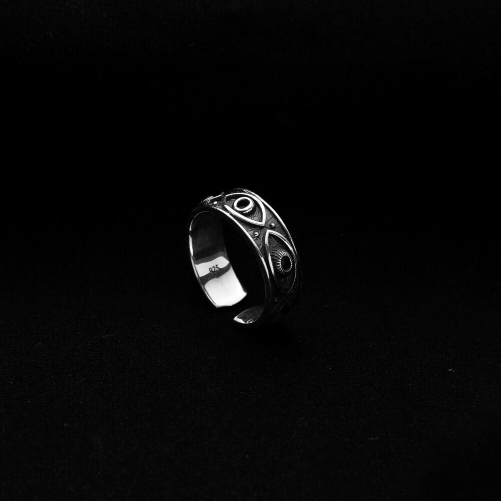 Eye of Ra Design Women Ring Sterling Silver Handmade Jewelry