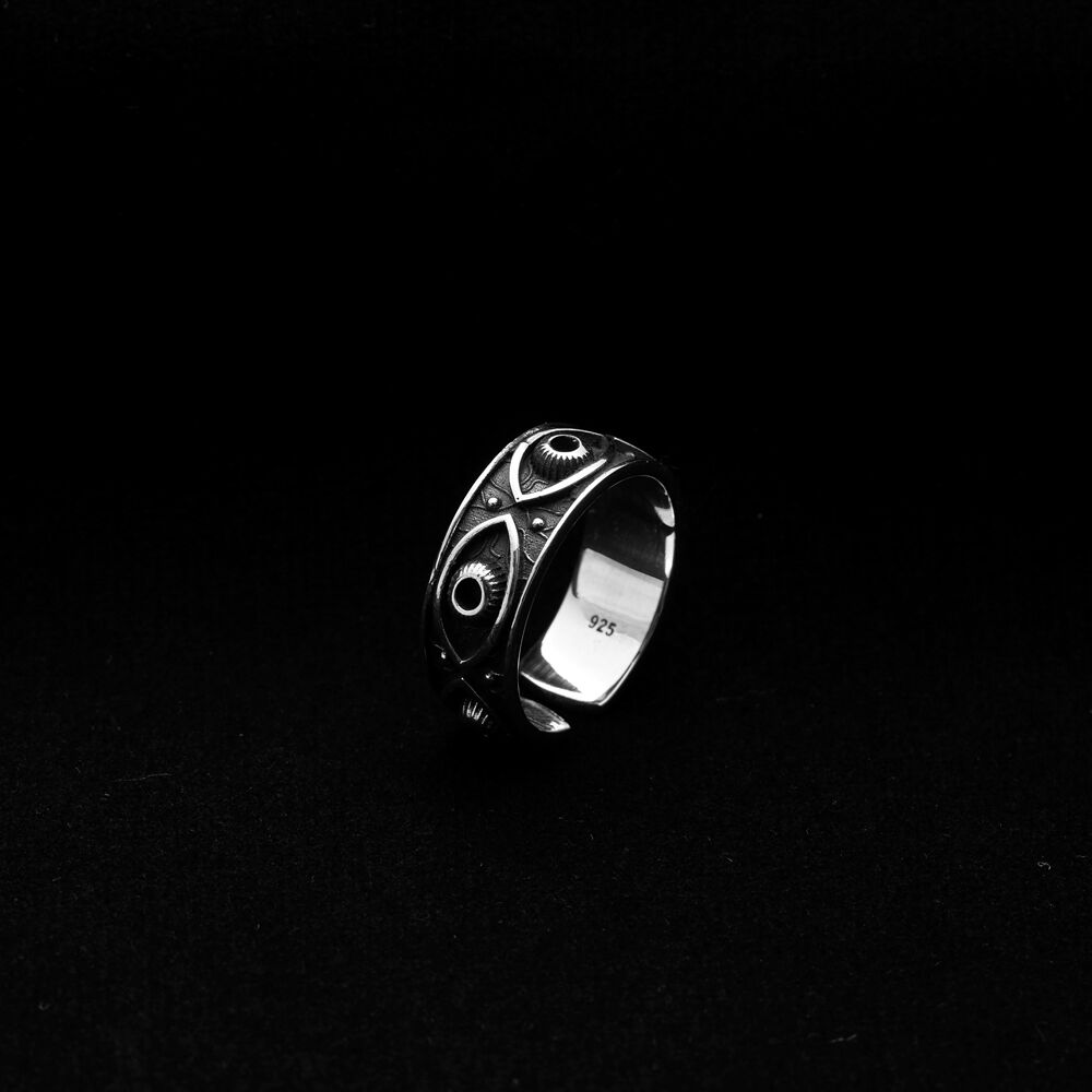 Eye of Ra Design Men Ring Sterling Silver Handmade Jewelry