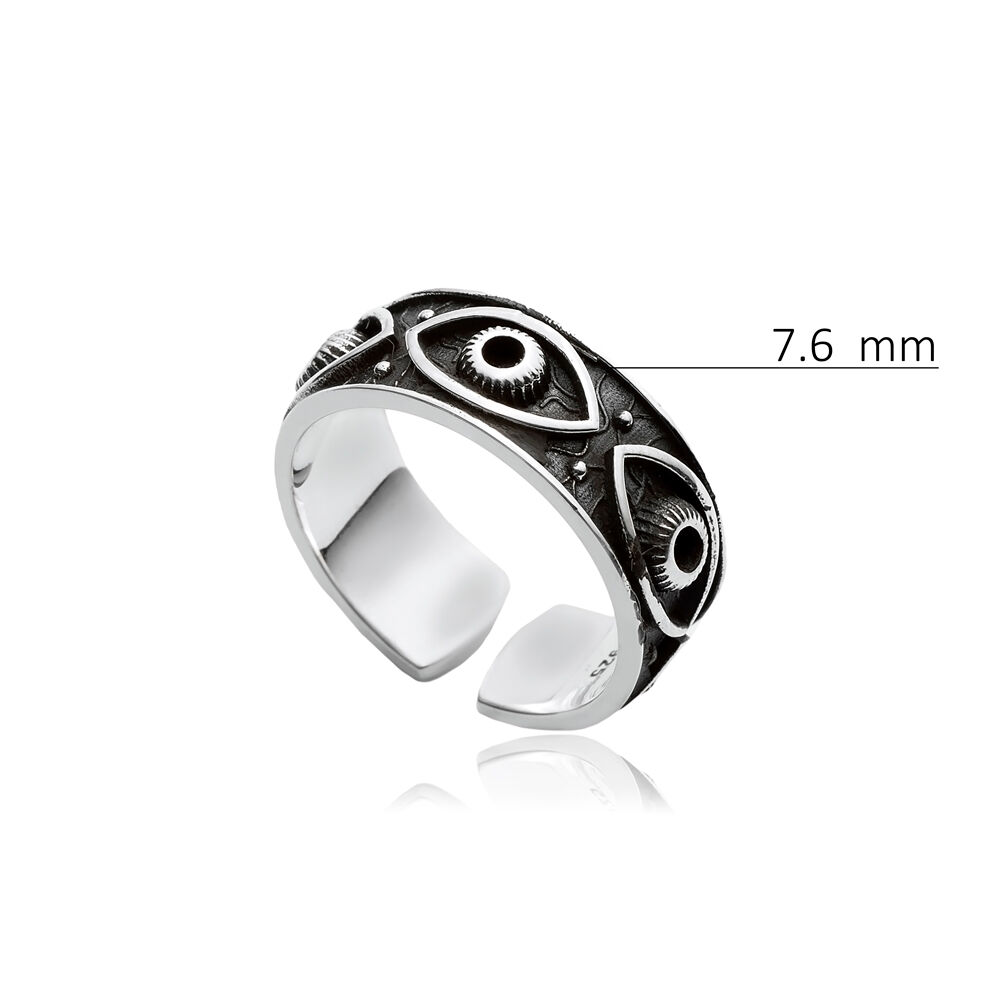 Eye of Ra Design Women Ring Sterling Silver Handmade Jewelry