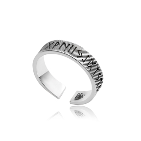 Runic Alphabet Men Ring Collection Wholesale Silver Jewelry