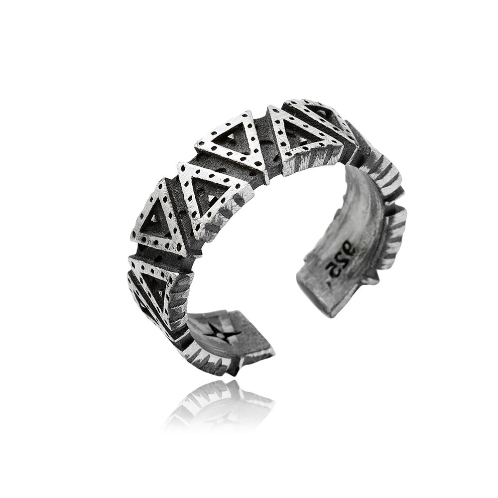 Pyramid Symbol Men Ring Collection Handmade Silver Jewelry