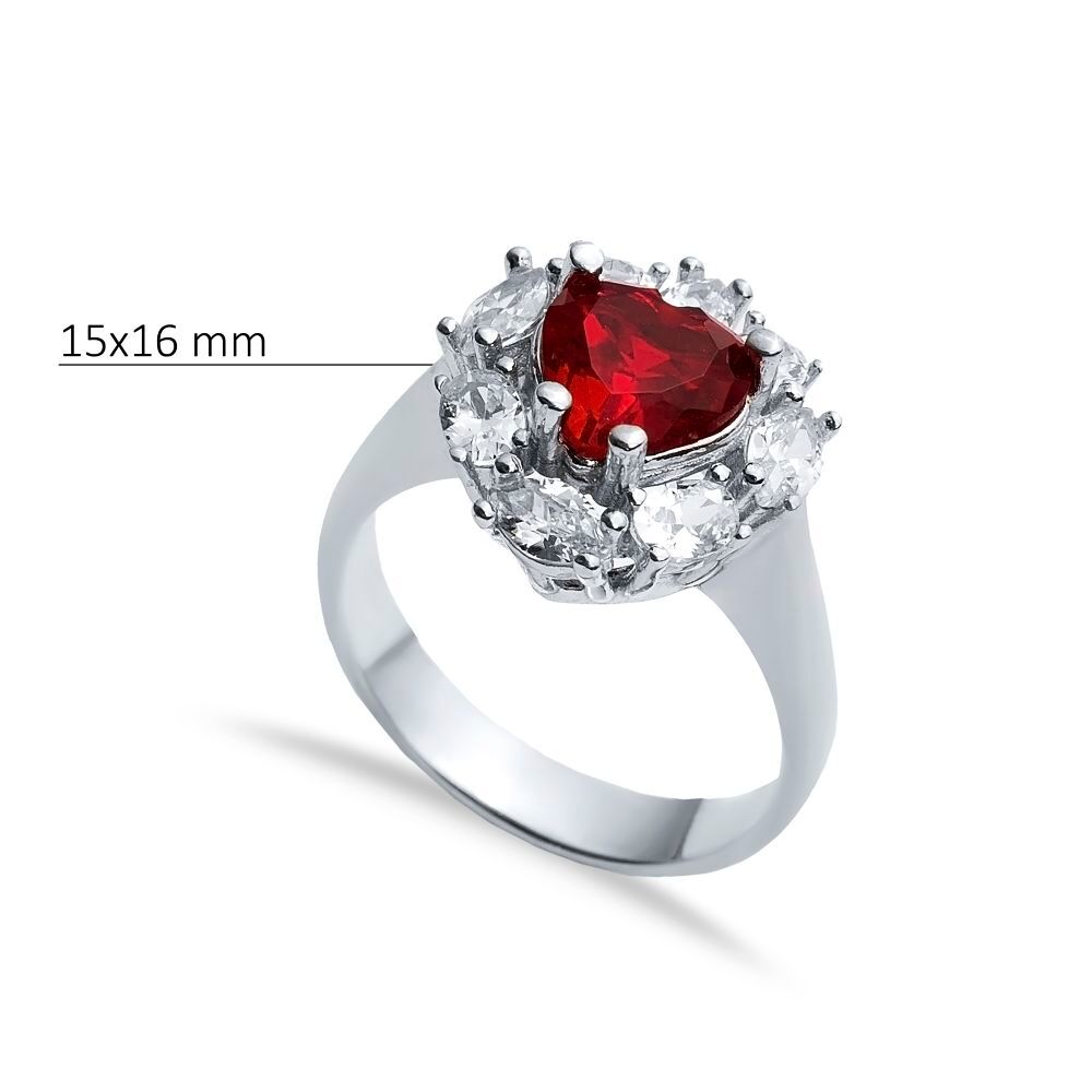 Oval Garnet CZ Stone Wholesale 925 Silver Cluster Ring