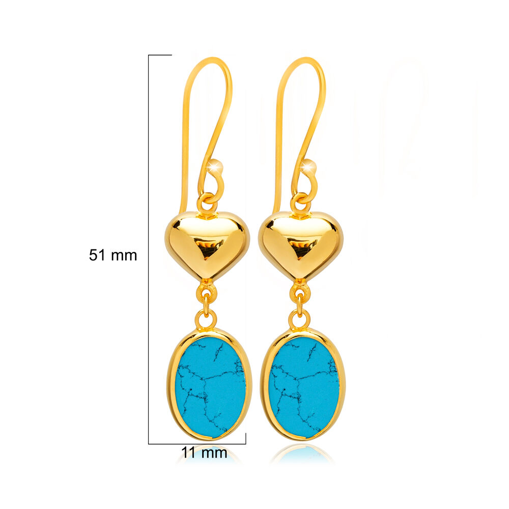 Aqumarine Quartz Heart Gold Bezel 925 Silver Earrings