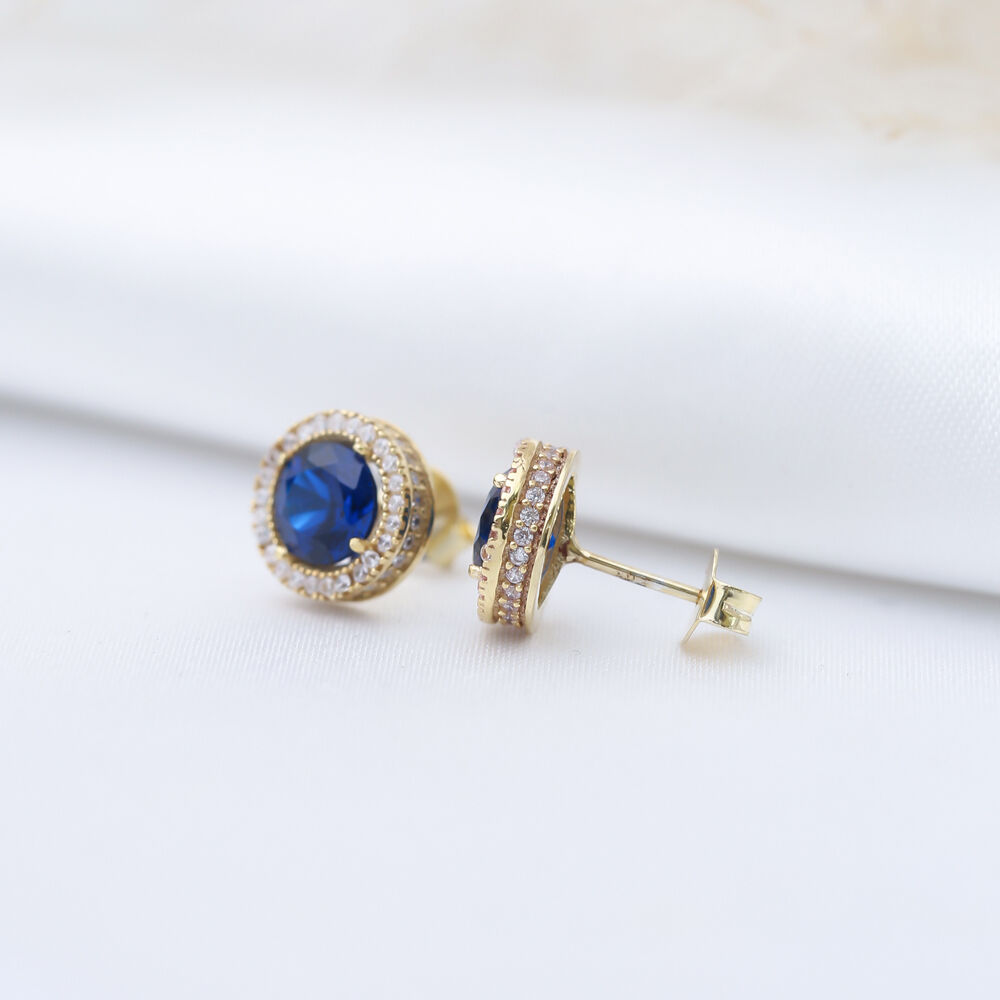 Ø10 mm Round Sapphire CZ Wholesale 925 Silver Stud Earrings